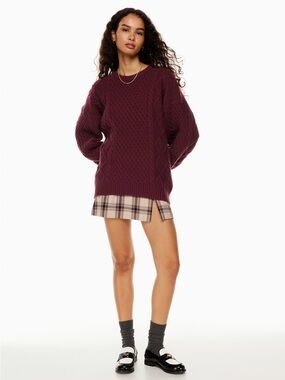 Sundays Best Cozy Cable Knit Sweater in Deep Burgundy